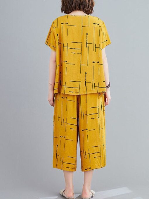 Yellow Capri Printed night suit