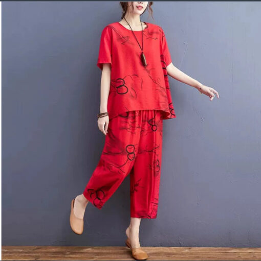 Black Circle Printed Capri Night suit