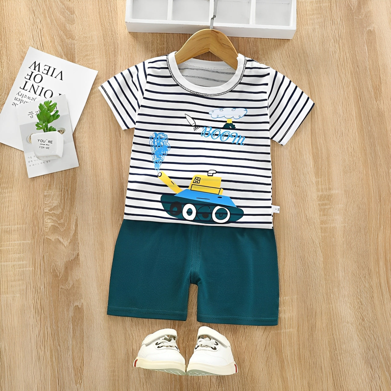 Black and White Striped Printed kids wear