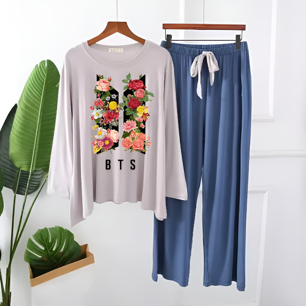 White BTS Printed Loungewear