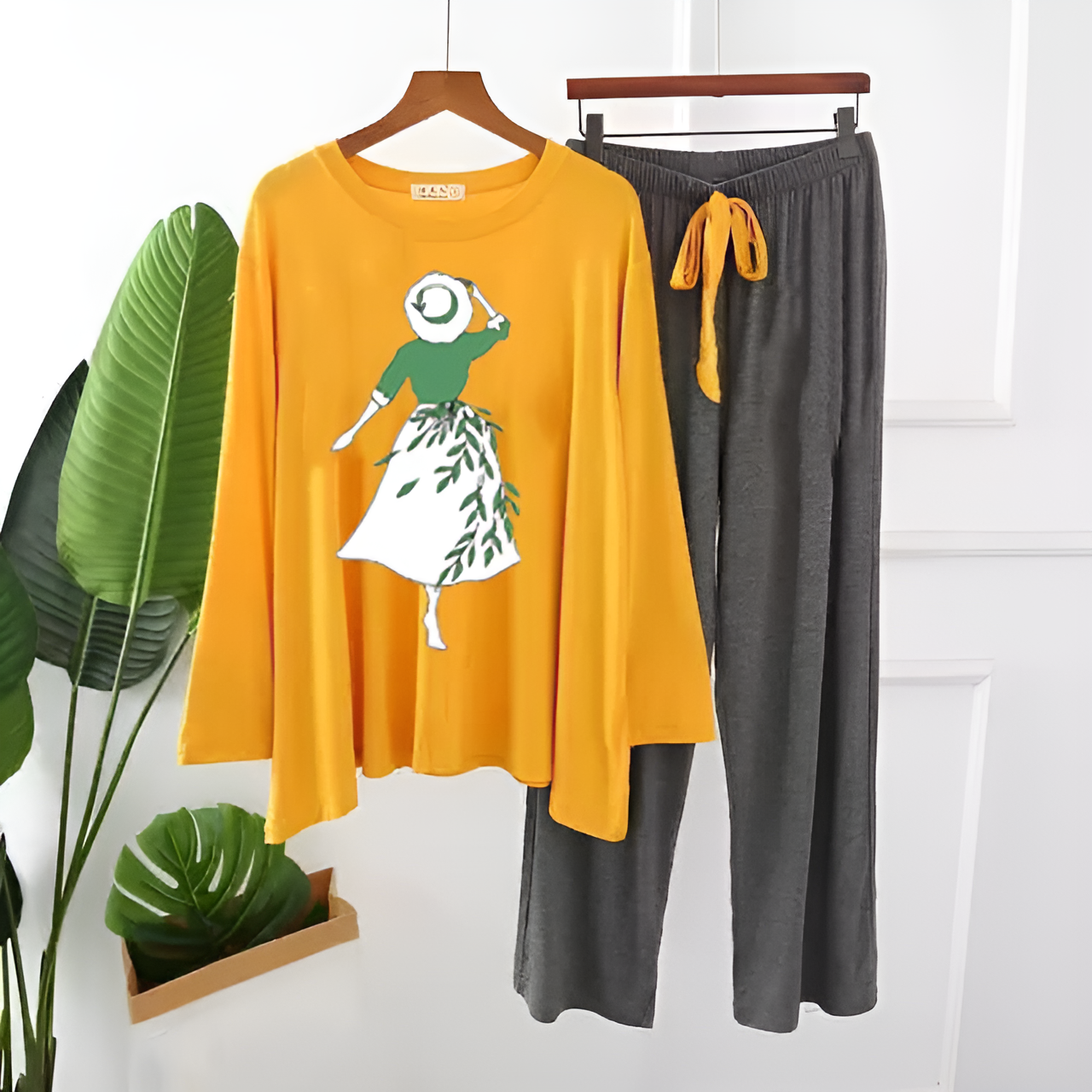 Yellow Spring Girl Printed Loungewear