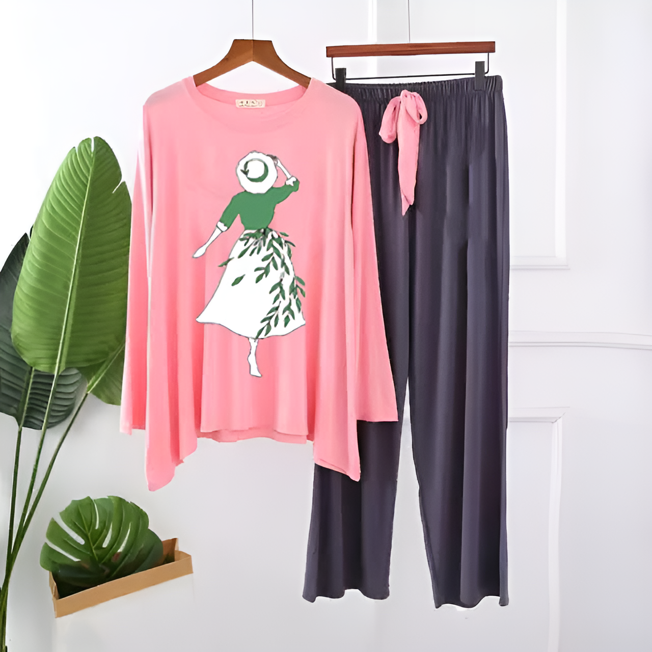 Pink Spring Girl Printed Loungewear
