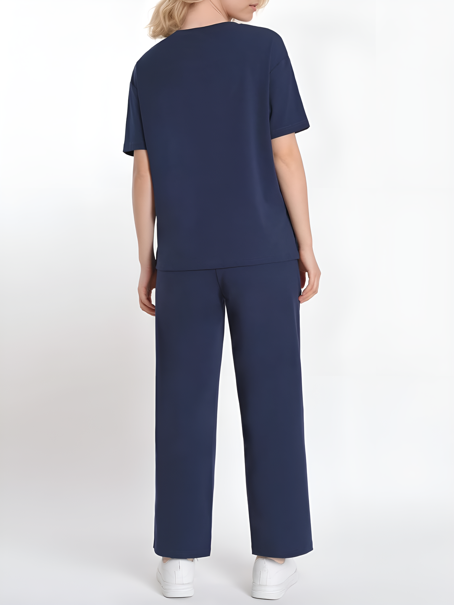 Navy Blue Button-Up Shirt & Capri Co-Ord Set