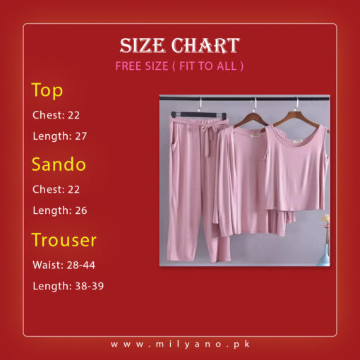 Pink 3pcs Night Suit set