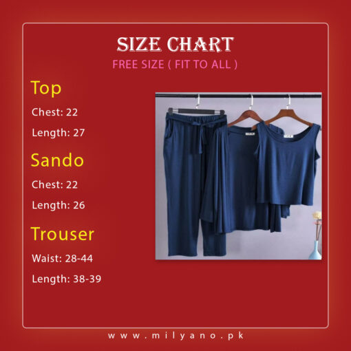 Blue 3pcs Night Suit set