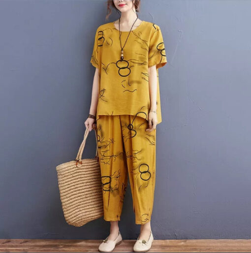 Black Circle Printed Capri Night suit