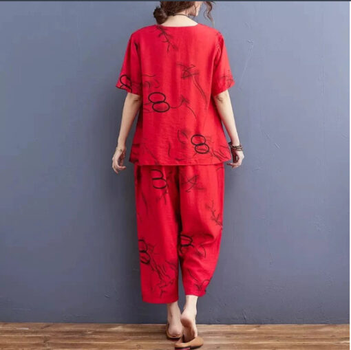 Black Circle Printed Capri Night suit