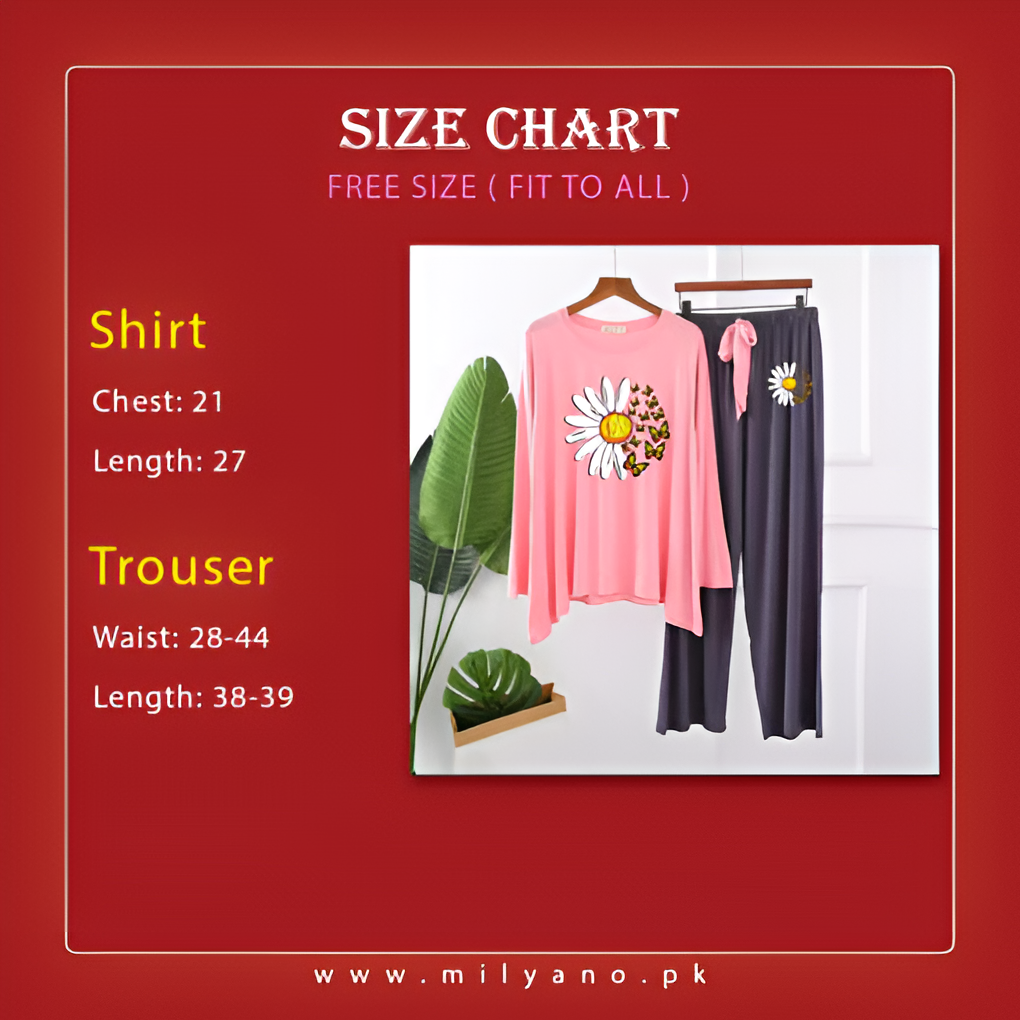 Pink Daisy Flower Printed Loungewear