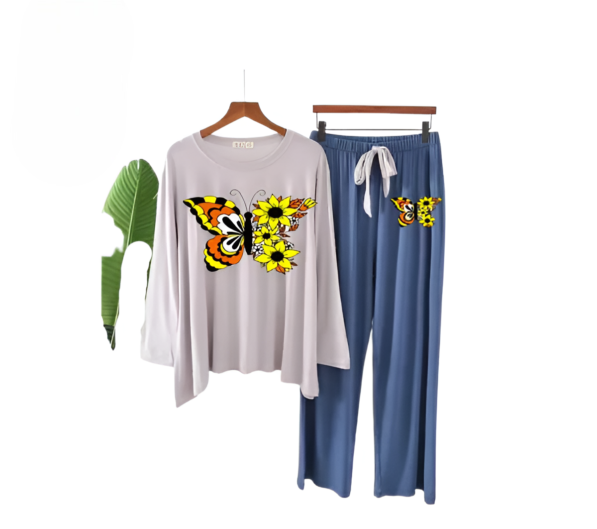 White Colored Butterfly printed Loungewear