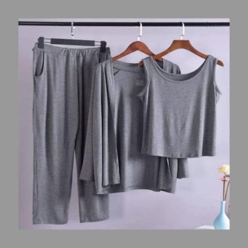 Grey Women 3pcs Night Suit set