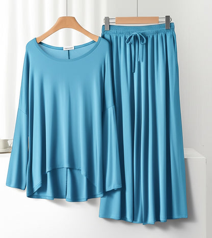 Neon Blue Frill Sleeve Loose Lounge Wear Palazzo Set