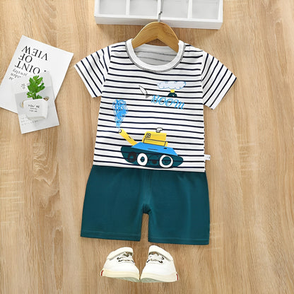 Black and White Striped Printed kids wear