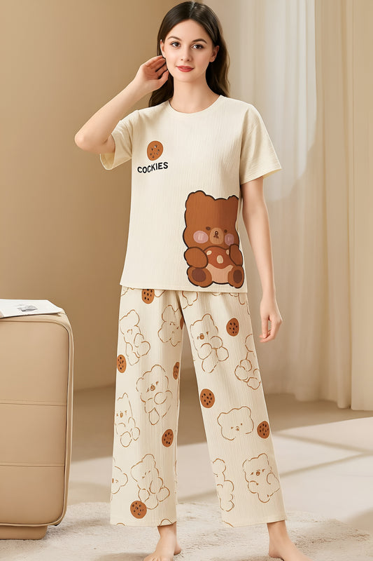 Cookies and Bear Printed Pajama Set