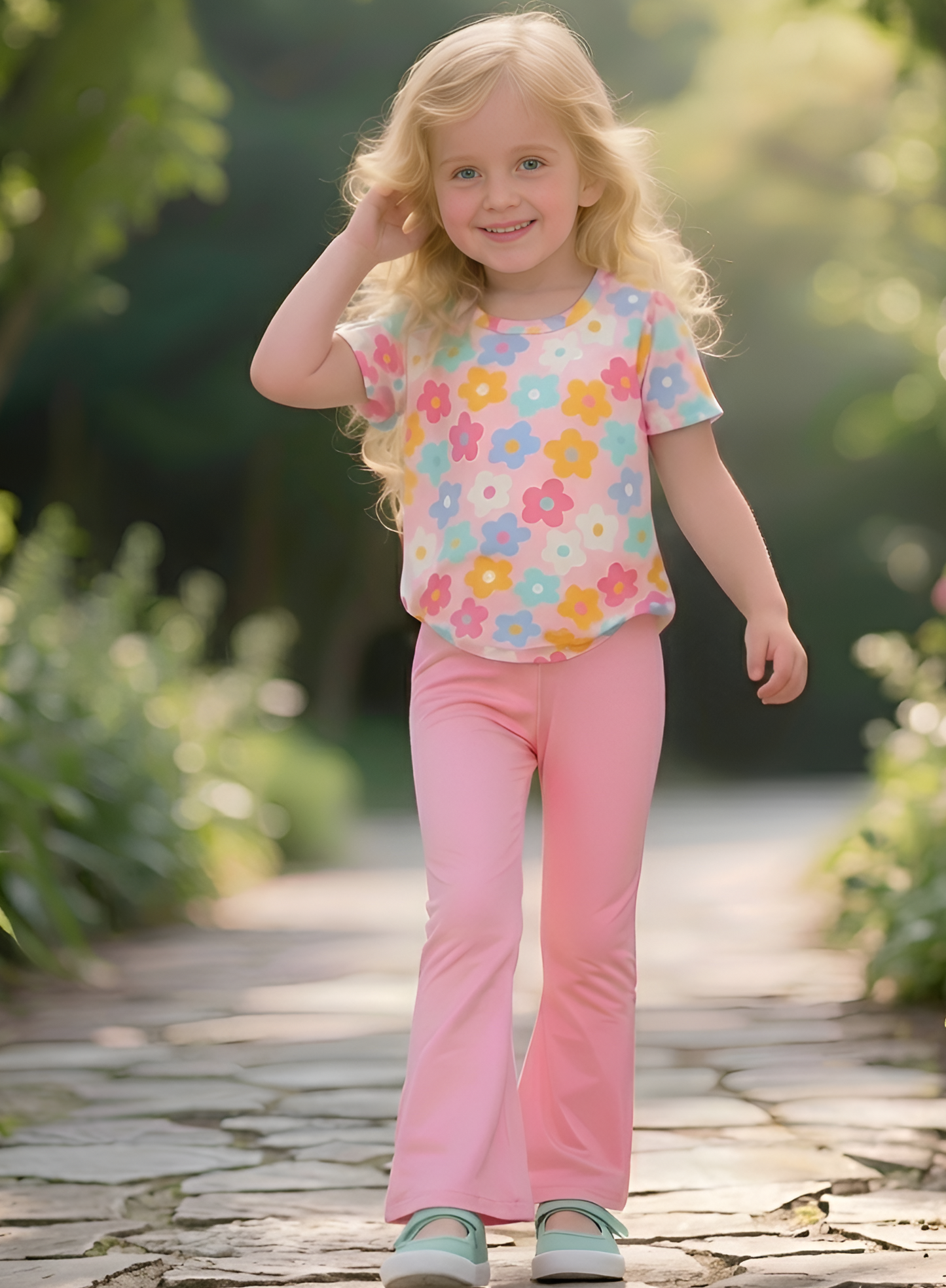 Pink Multi Petals Print Kids wear