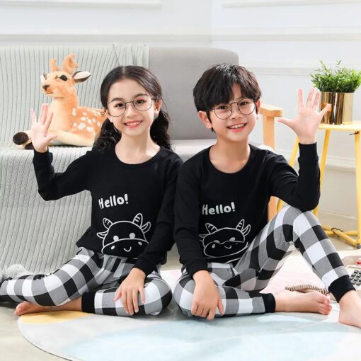 Cute Black Hello Kids Night Suit
