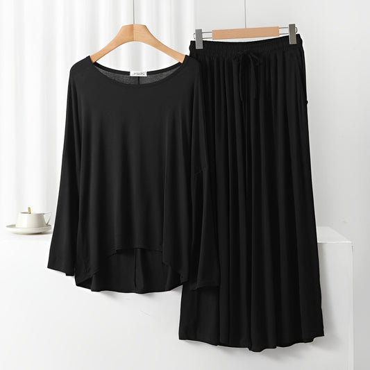Black Frill Sleeve Loose Lounge Wear Palazzo Set