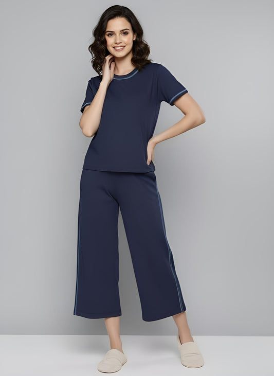 Essential Navy Blue Solid Co-ord set