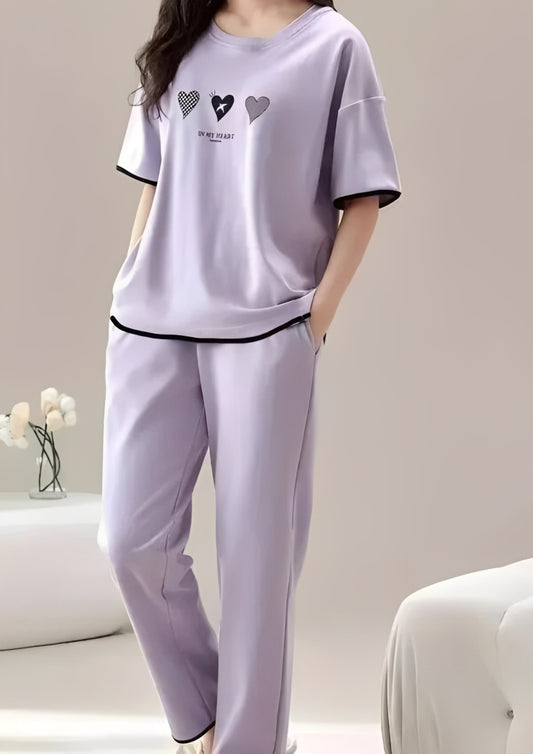Purple In My Heart Printed Pajama Set