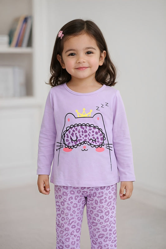 Purple Kitten Print Kids wear