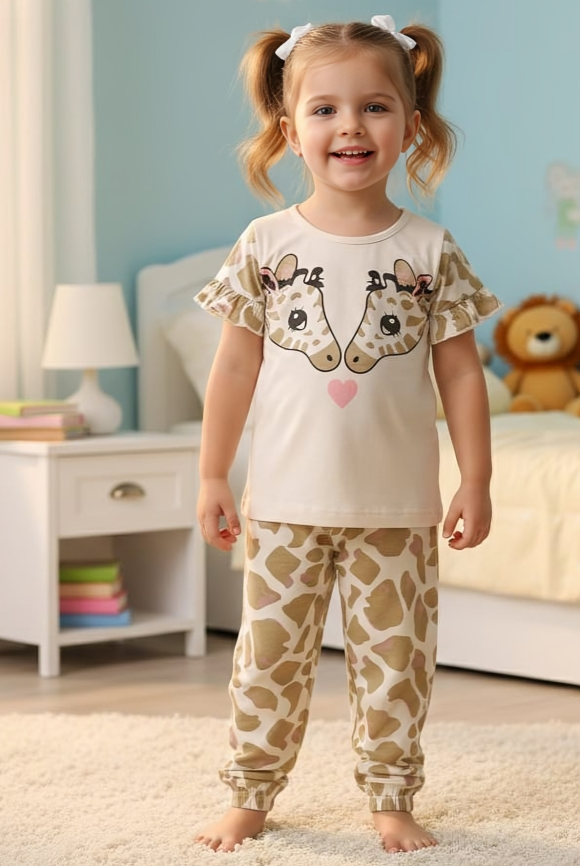 Light Brown Giraffe Print Kids wear