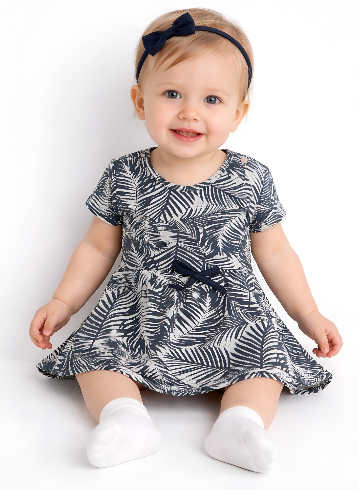 Palm Print Frock Style Kids Wear