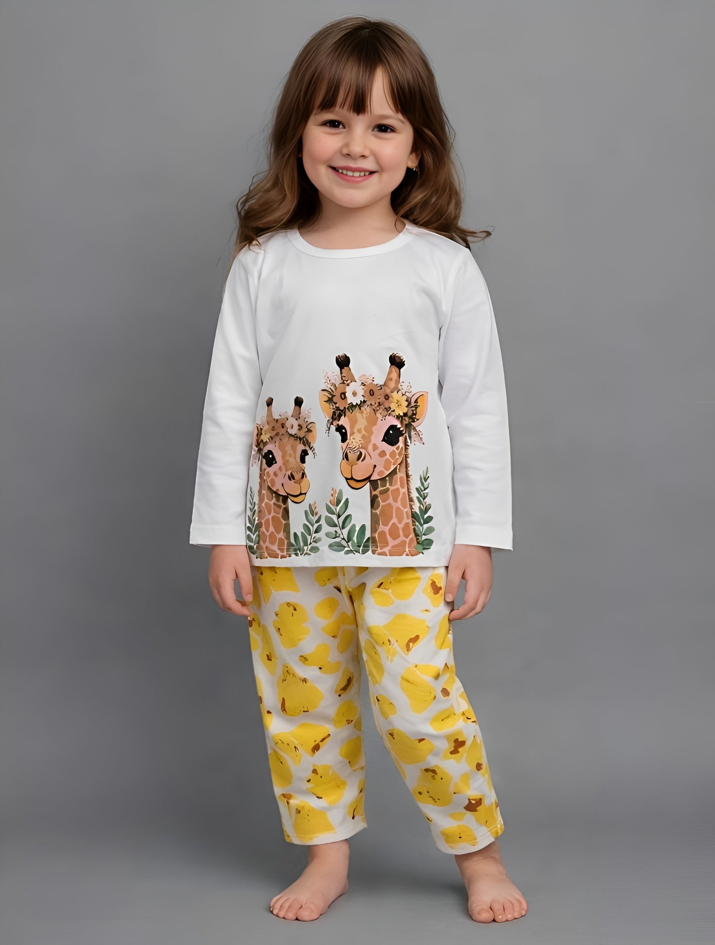 Cute White Giraffe Printed Kids wear
