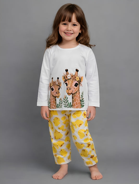 Cute White Giraffe Printed Kids wear
