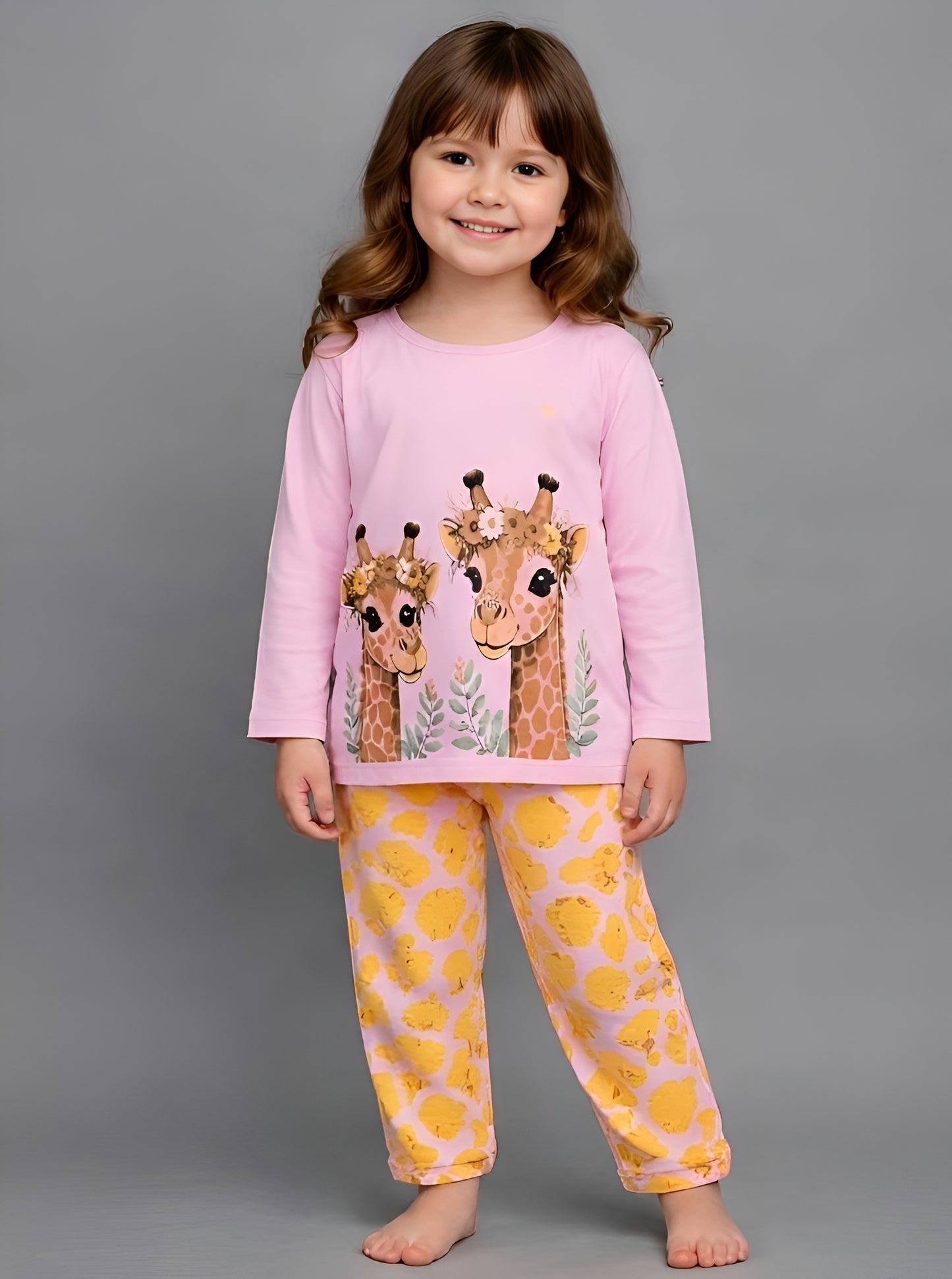 Cute Pink Giraffe Printed Kids wear