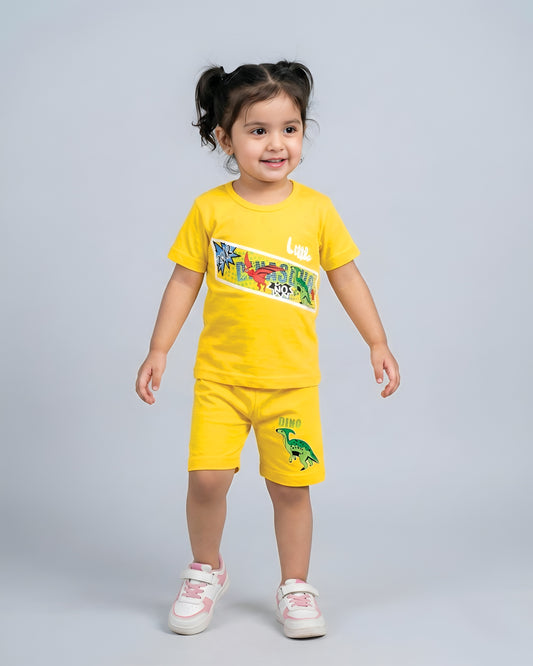 Yellow Dinosaur Pattern Kids wear
