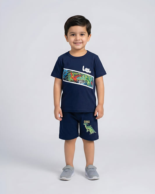 Navy Blue Little Dino Print Kids wear