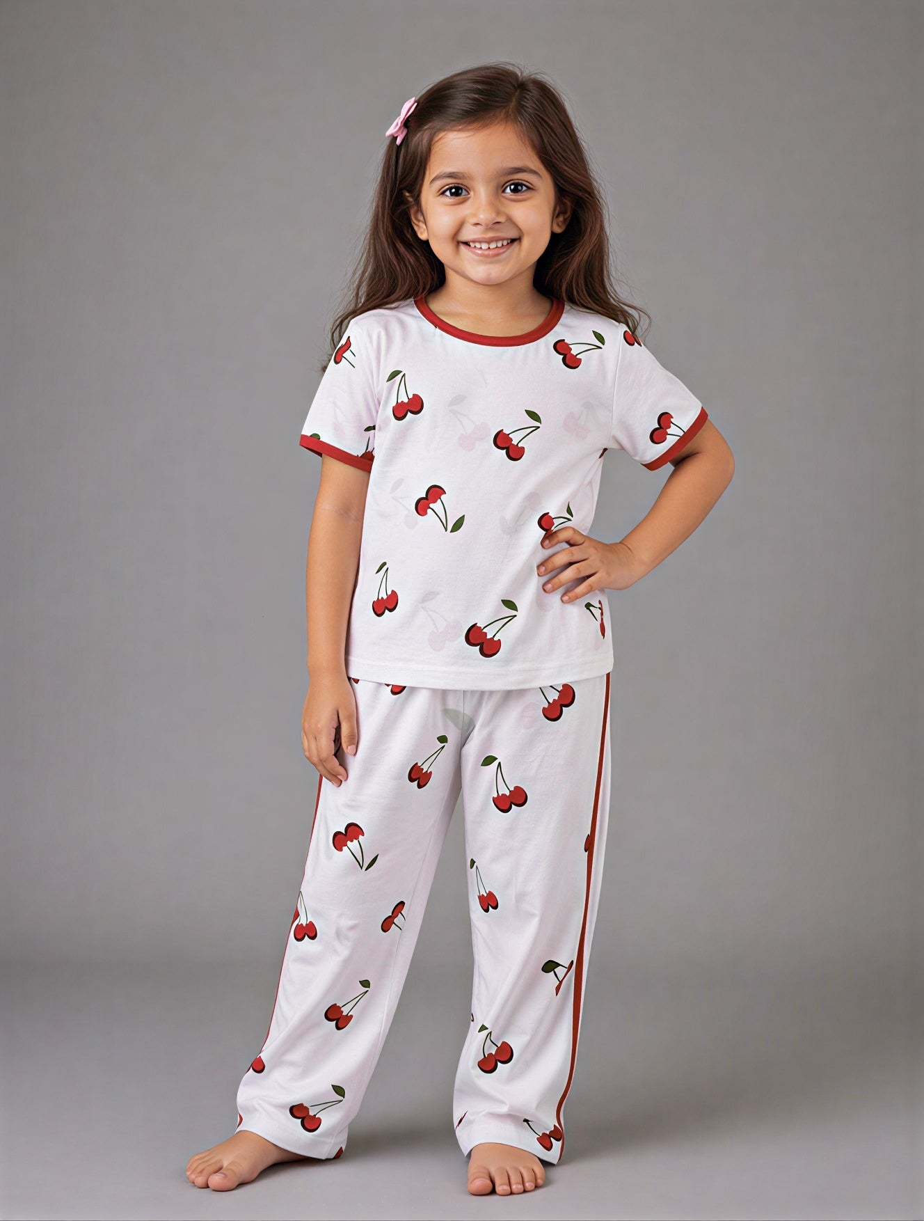 Cute Mini Cheery Print Kids Wear