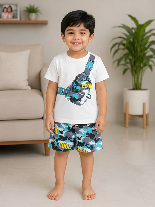 White and Blue Crossbody Bag Graphic Print kids wear