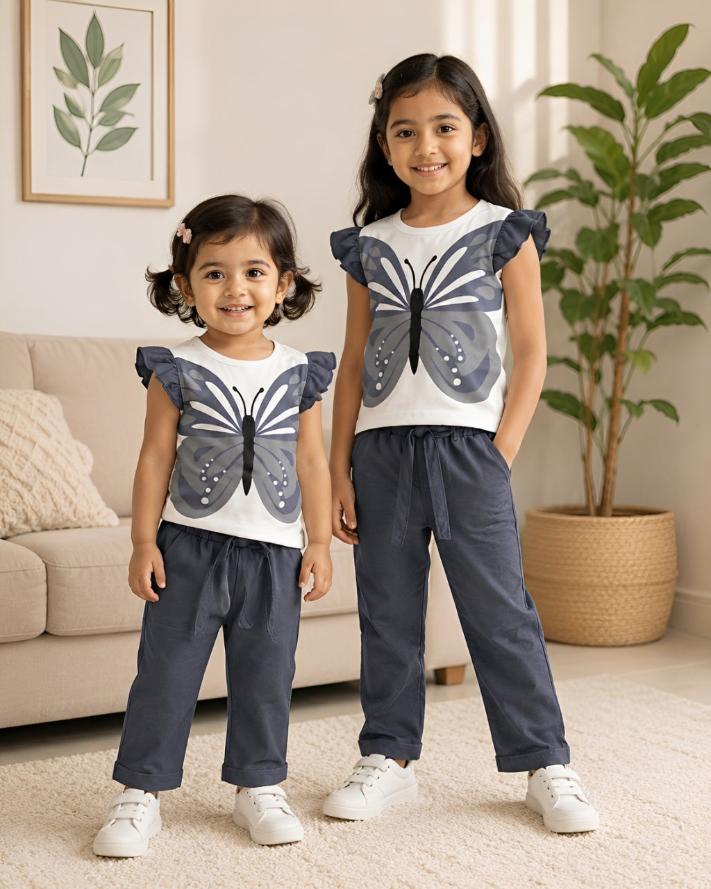 Grey Butterfly Wings Printed Kids wear