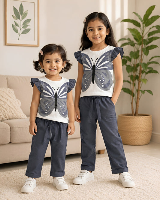 Grey Butterfly Wings Printed Kids wear