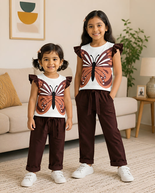 Brown Butterfly Wings Printed Kids wear