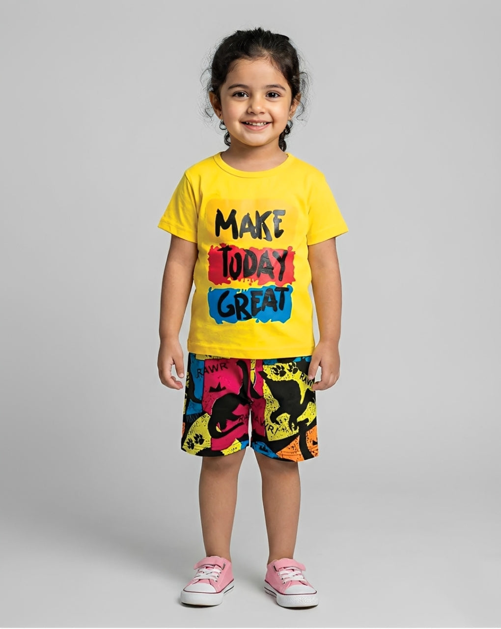 Yellow Make Today Great Print Kids Wear