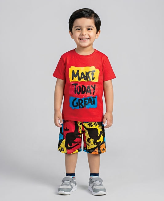 Red Make Today Great Print Kids Wear