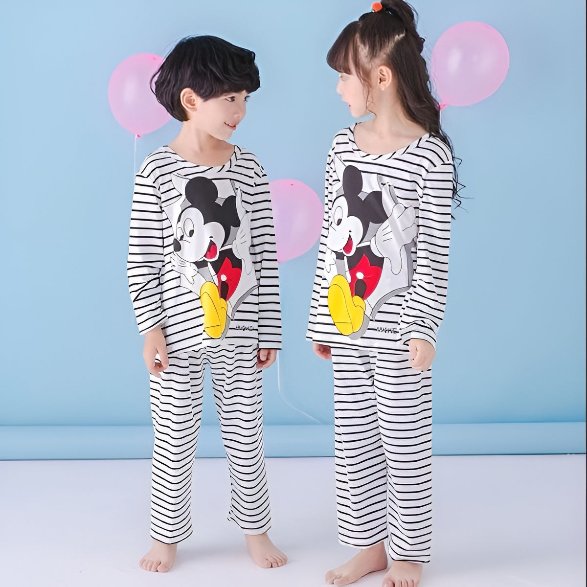 Mickey Mouse Strips Printed Kids Wear