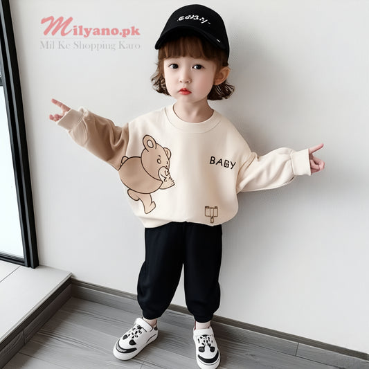 Skin Baby Bear Print Sweatsuit & Trouser for Kids