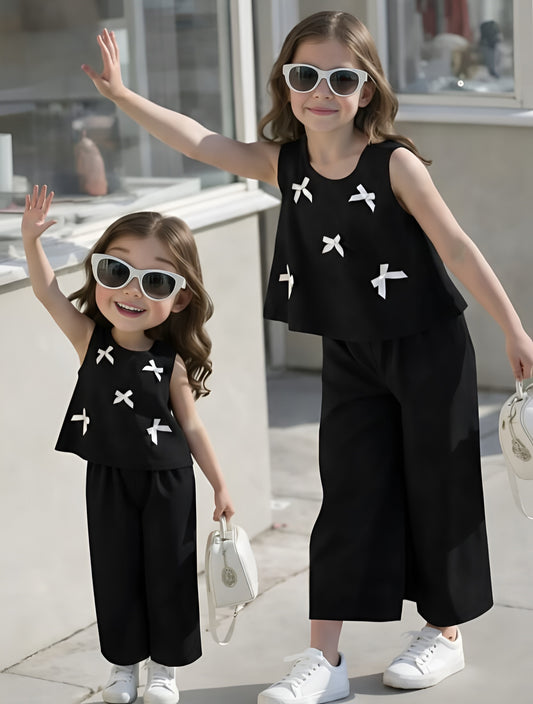 Black & White Bow Print Kids wear