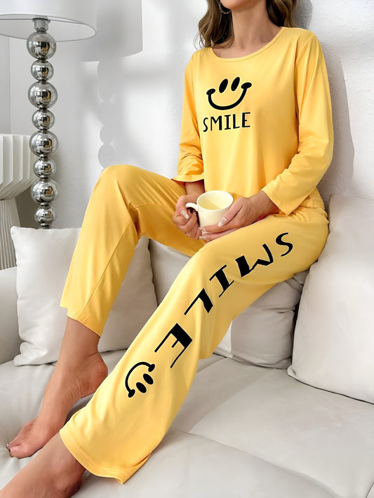 Yellow Smile Printed Pajama Set