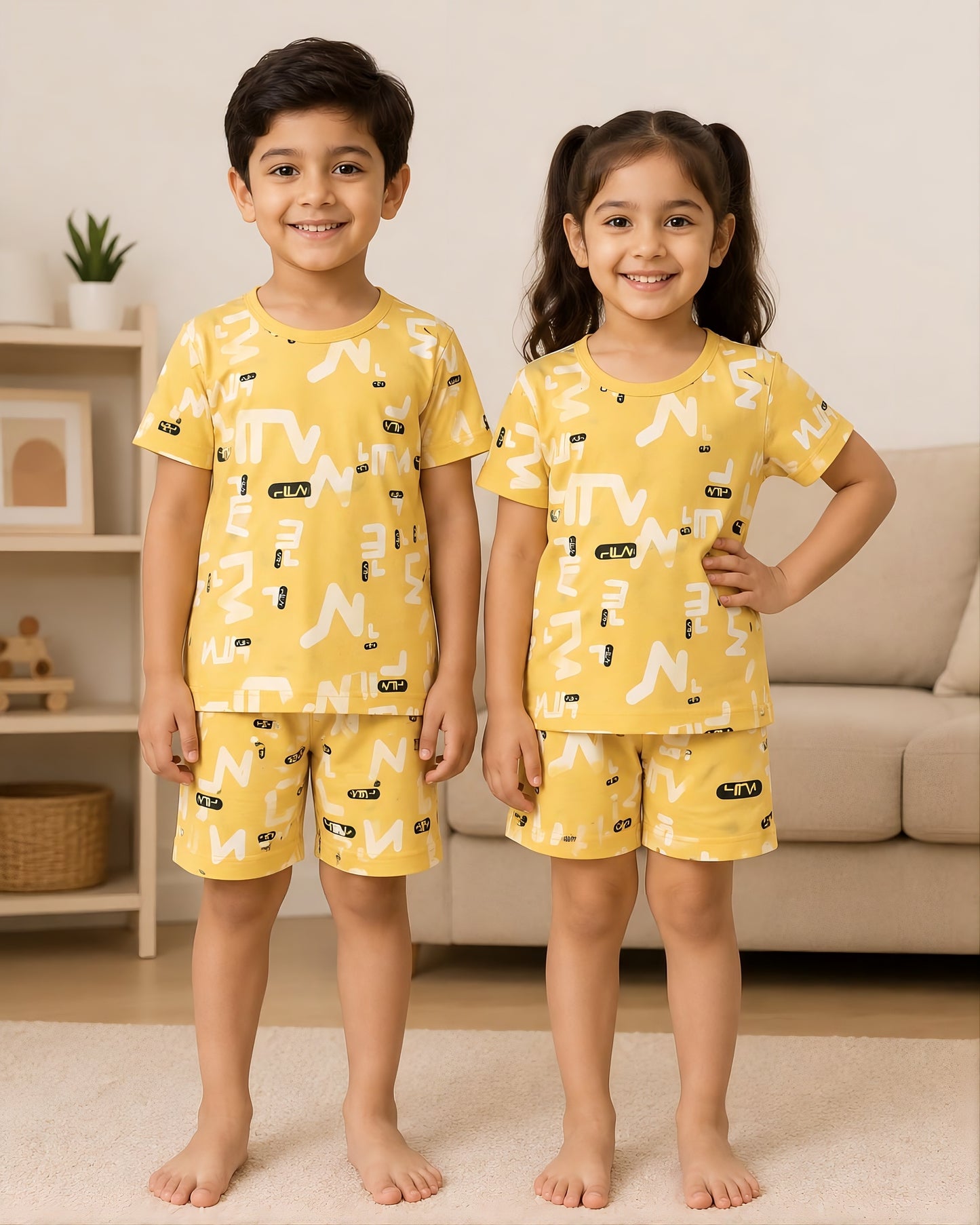 Yellow Graphic Print Kids wear